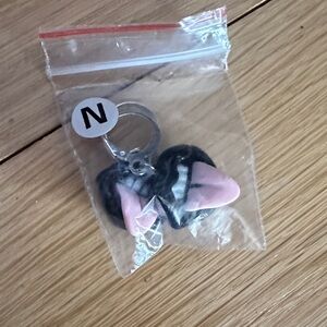 Pink and Black thong earrings